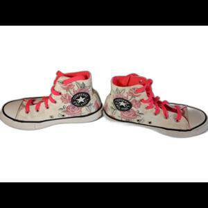 Converse All Star White Floral Rose High Top Sneaker Pretty Strong Junior Size 1